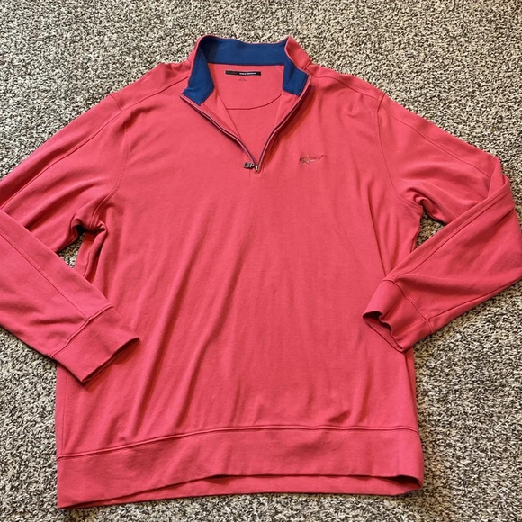 Greg Norman Pullover zip Up Sweater Coral Pink/Blue - Picture 6 of 6